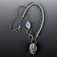 Boulder Opal and Angelite Necklace