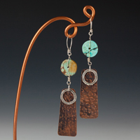 Trifecta-Copper-Silver-Turquoise Earrings 