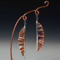 Copper and Silver Crescent Statement Earrings