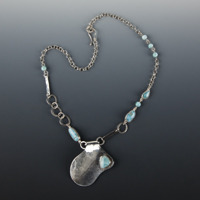Freeform Multi-Stone Larimar and Sterling Silver Necklace
