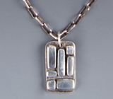 Geometric Silver Clay Pendant 