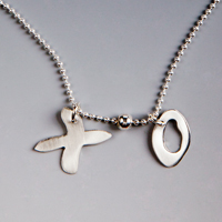Xs and Os Silver Charms Necklace