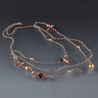  Autumn Shades Pearls and Gold Chain Necklace 