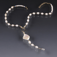  White Baroque Freshwater Pearl Pendant Necklace 
