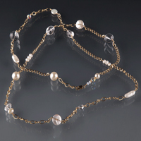  Long & Lean Pearls and Quartz Necklace 