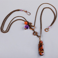 Boulder Opal, Amethyst and Carnelian Necklace